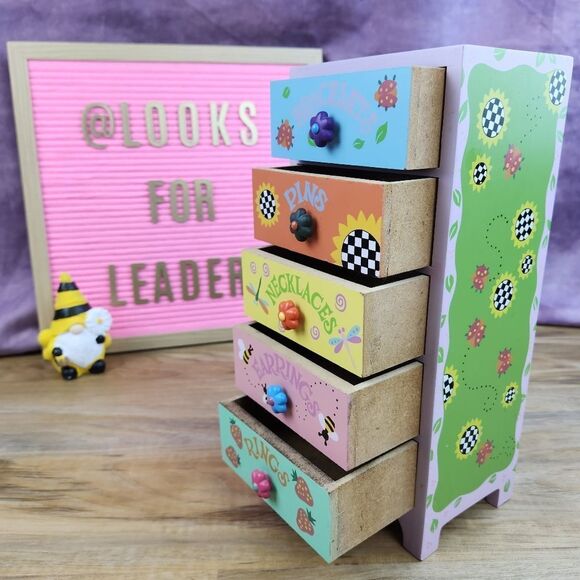 🧚‍♂️RARE Vintage Multicolored Whimsical Tabletop Jewelry Box